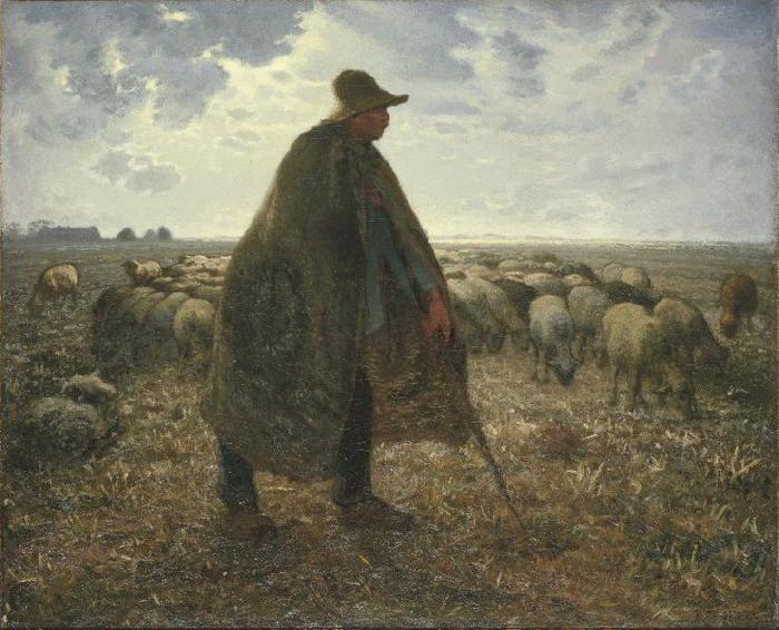 jean-francois millet Shepherd Tending His Flock